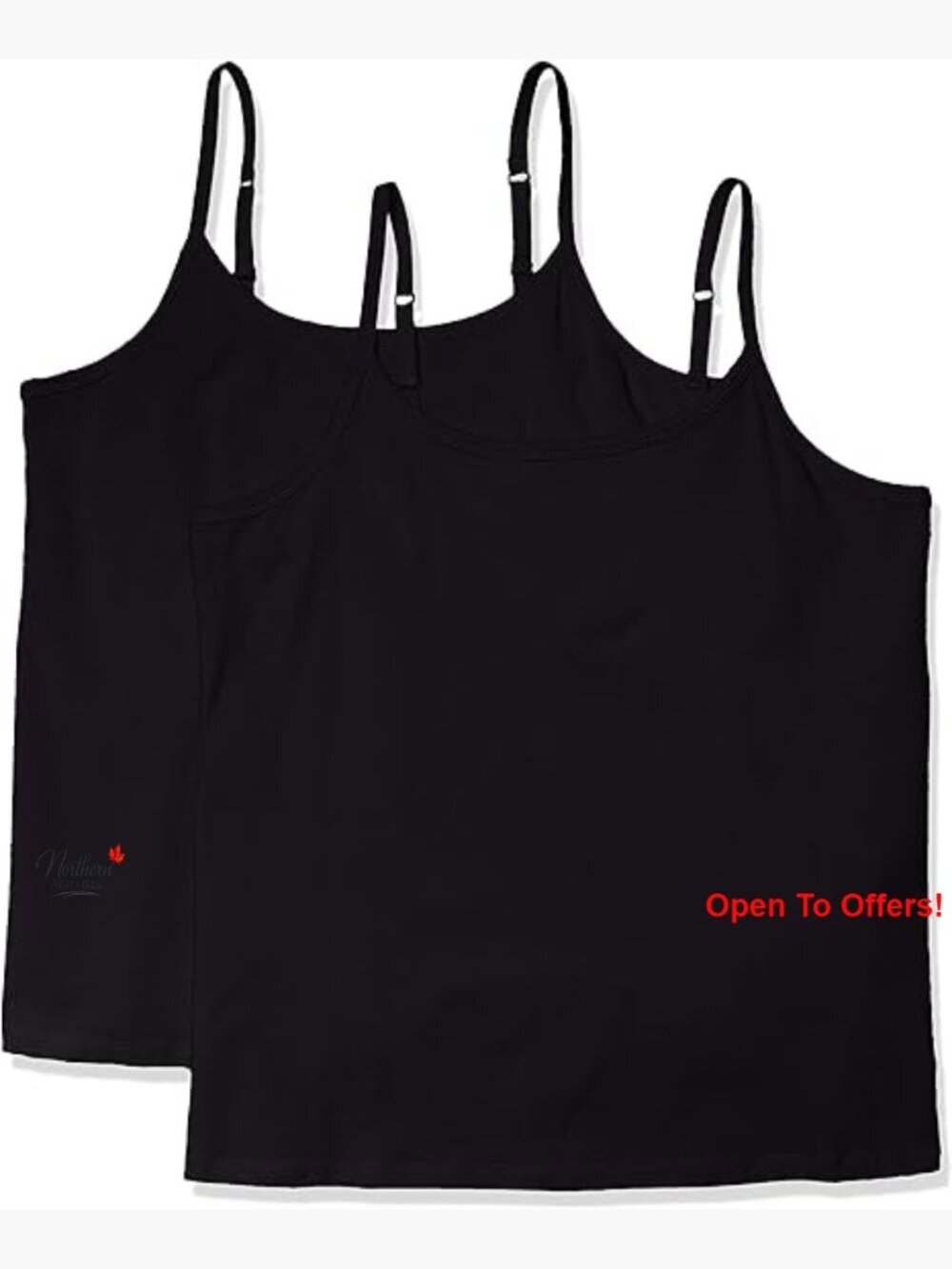 Plus Size 2-Pack Camisole, Jersey Cotton Blend, Adjustable Straps